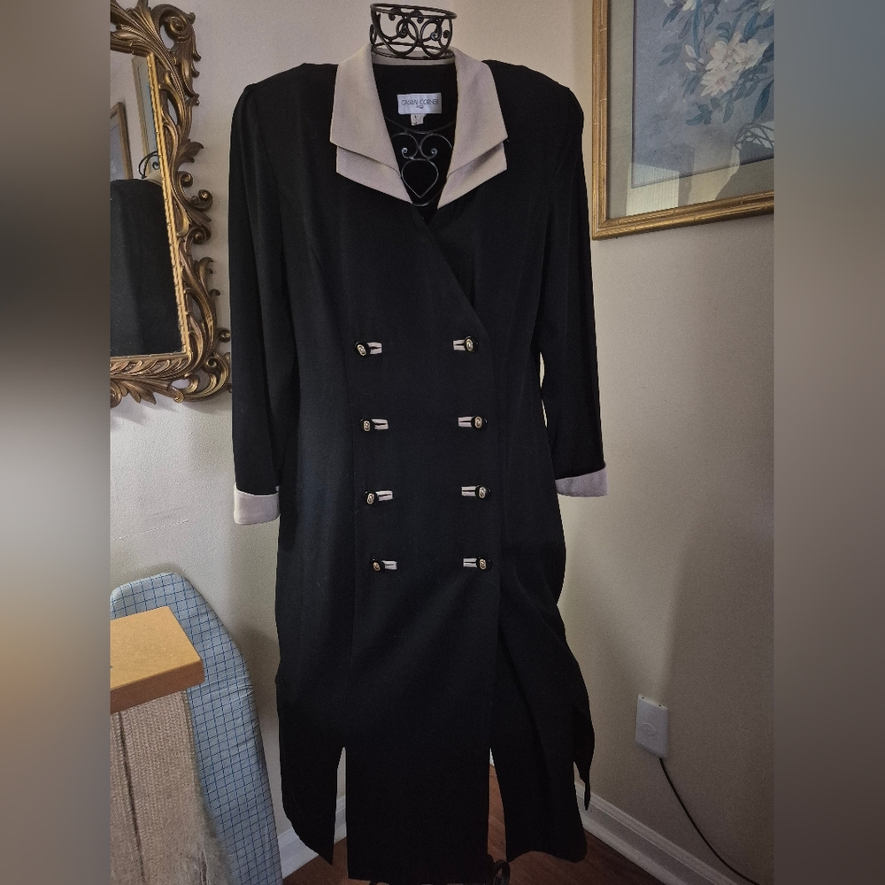 Casual Corner VINTAGE 80s CLASSY MILITARY STYLE MAXI BLAZER DRESS